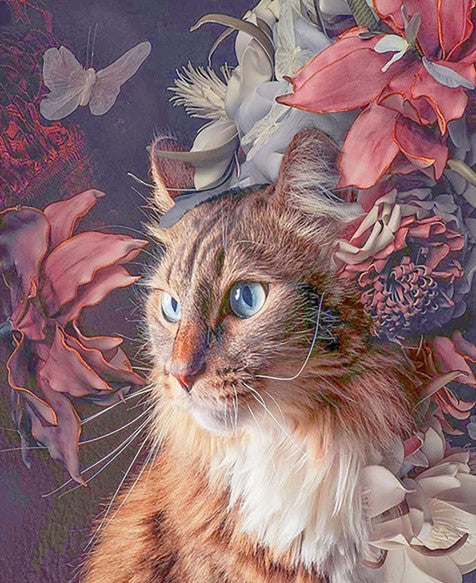 Diamond Painting Cat And Flowers*