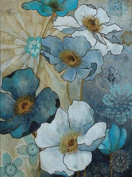 Diamond Painting Blå Blommor*