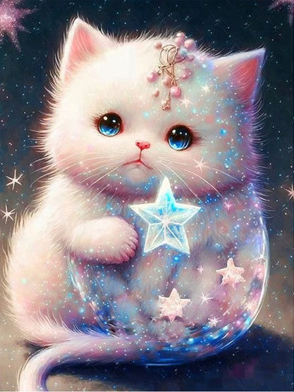 Diamond Painting AB Drills Kitten With Star*