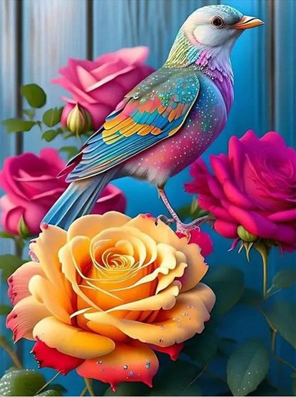 Diamond Painting AB Drills Bird And Roses*