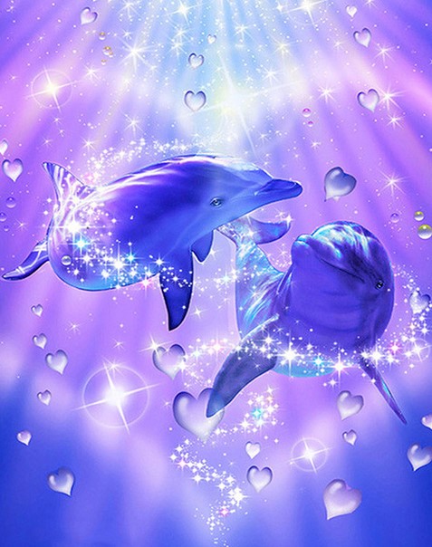 Diamond Painting AB Drills Dolphins Hearts*