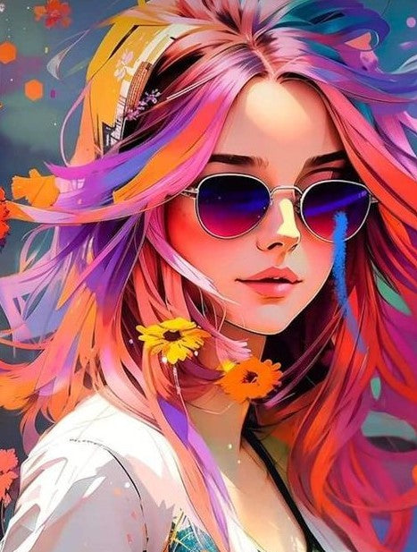 Diamond Painting Girl Sunglasses*