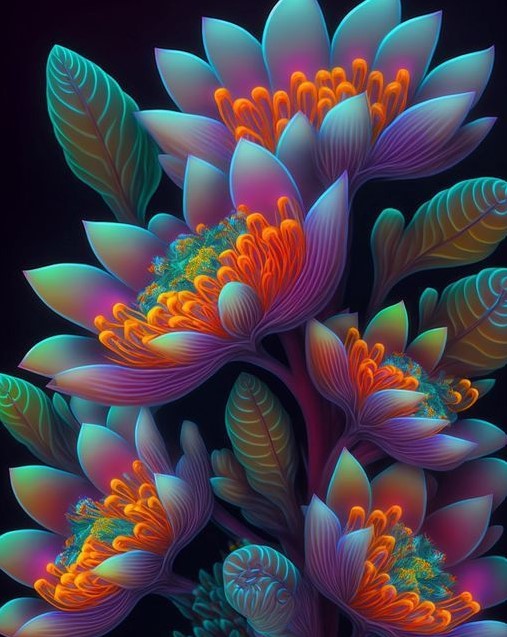 Diamond Painting AB Drills Blommor Neon*