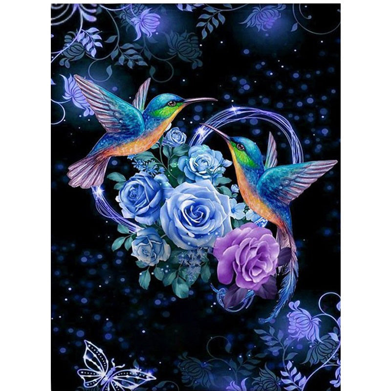 Diamond Painting Birds Blue Roses