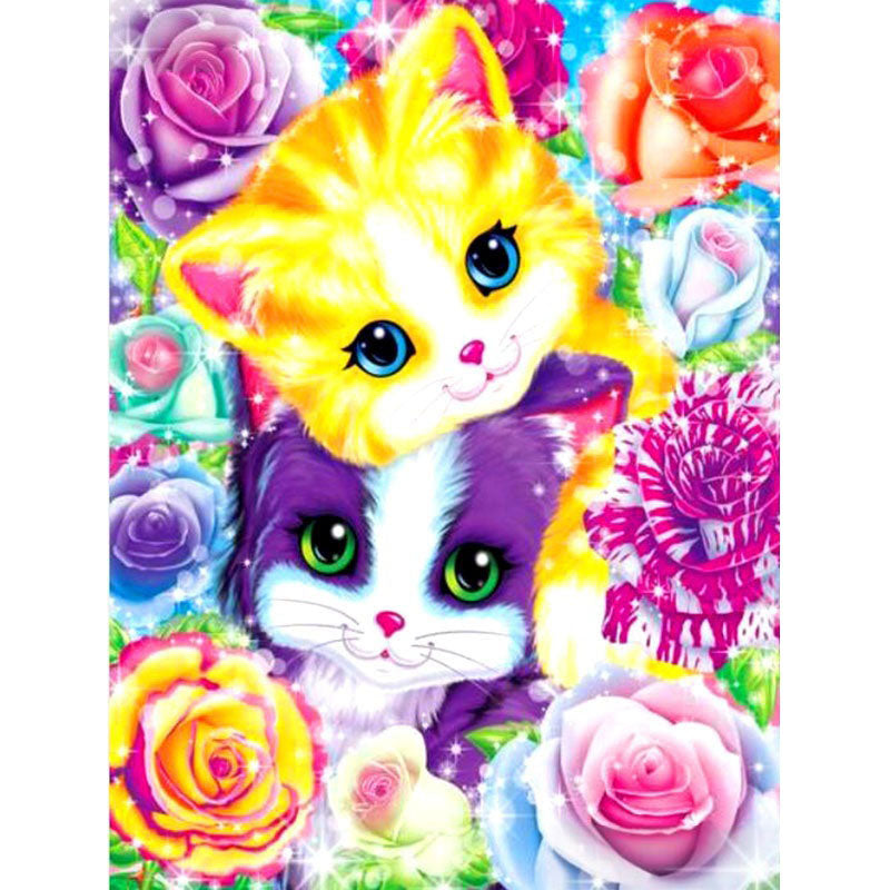 Diamond Painting Cats And Roses