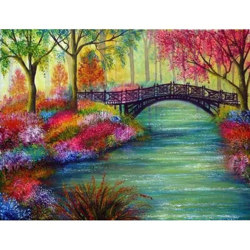 Diamond Painting Color Forest Bridge