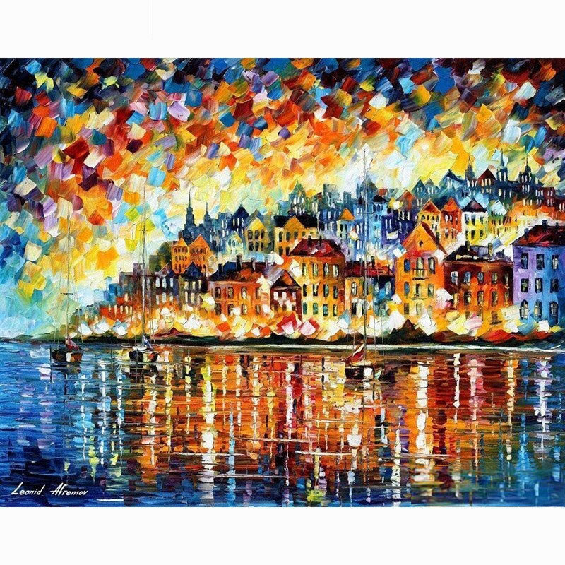 Diamond Painting Color Sea Houses