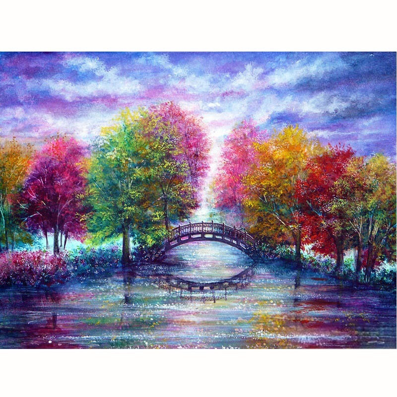 Diamond Painting Colorful Trees And Bridge