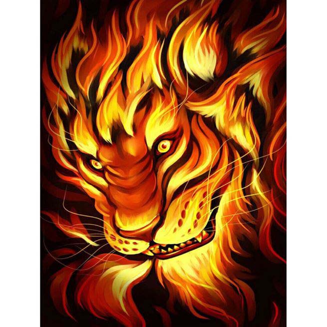 Diamond Painting Eldigt Lejon*