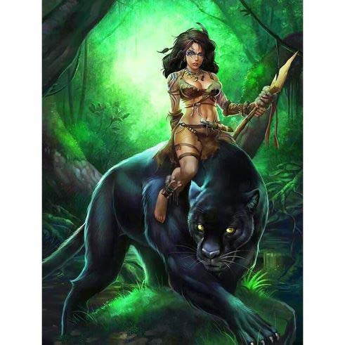 Diamond Painting Kvinna Och Panter*