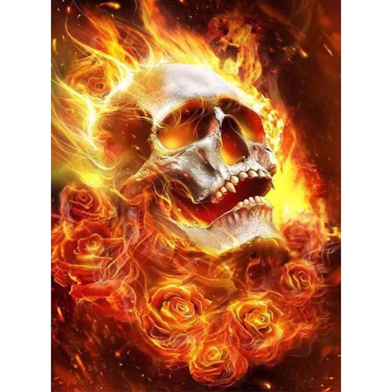 Diamond Painting Flamma Skalle*