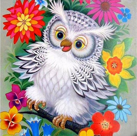 Diamond Painting Flower Owl