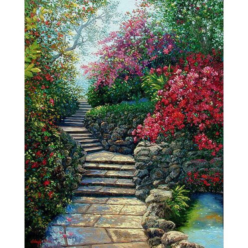 Diamond Painting Flower Stairs