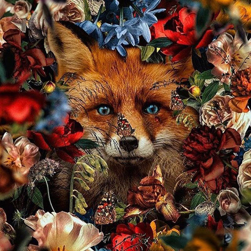 Diamond Painting Fox Flowers