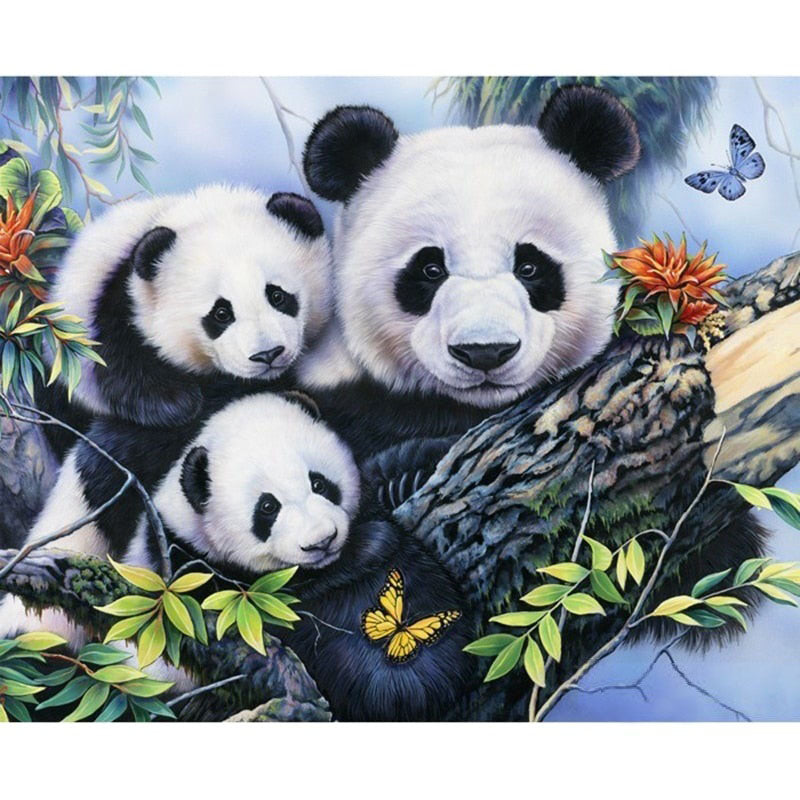 Diamond Painting Panda Familj