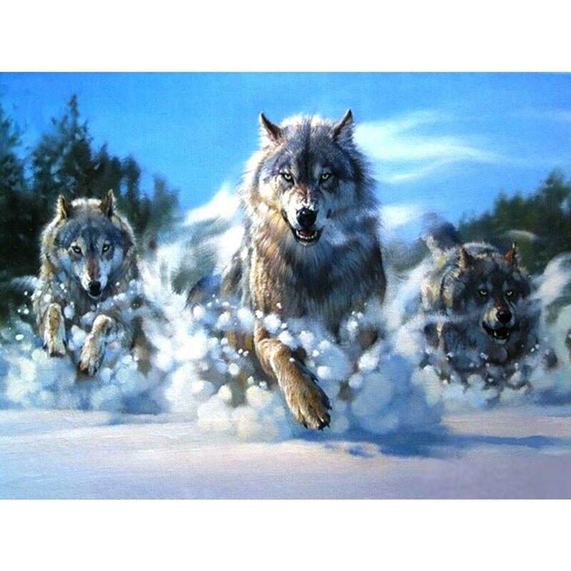 Diamond Painting Running Wolves