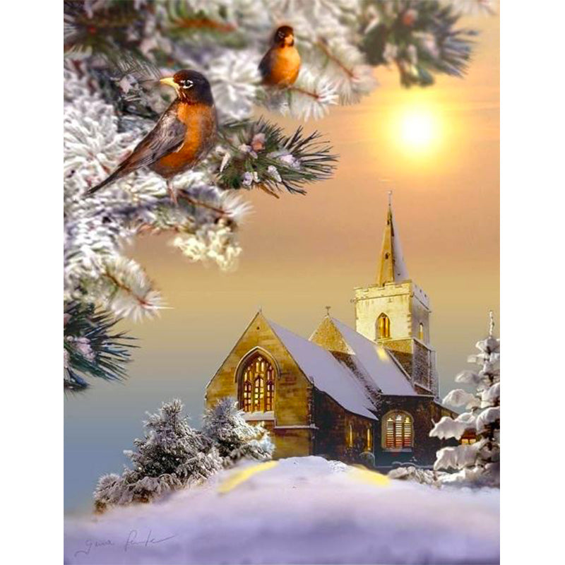 Diamond Painting Winter Church