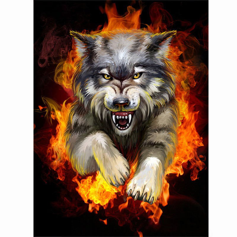 Diamond Painting Wolf Fire