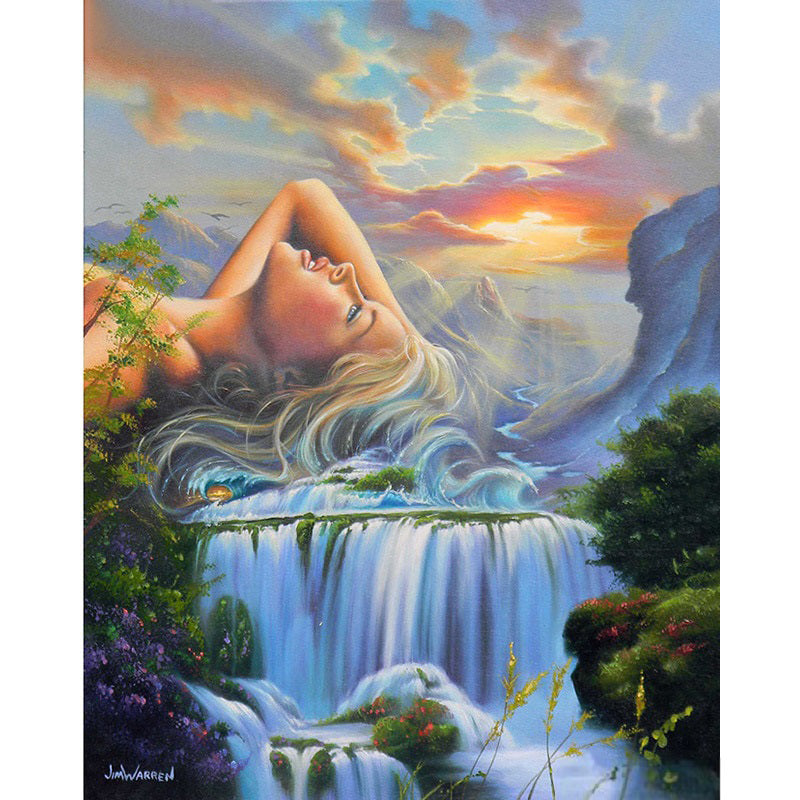 Diamond Painting Woman Waterfall