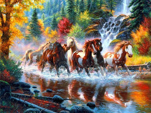 Diamond Painting River Horses