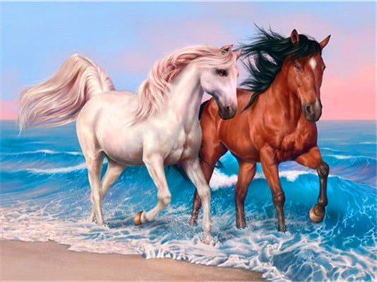 Diamond Painting Two Horses At The Beach