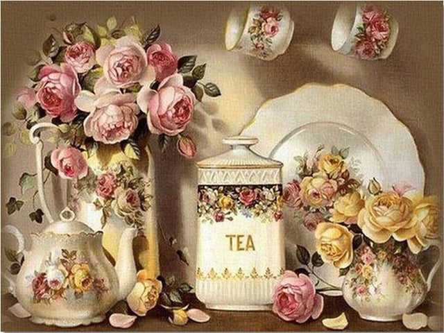 Diamond Painting Tea And Flowers